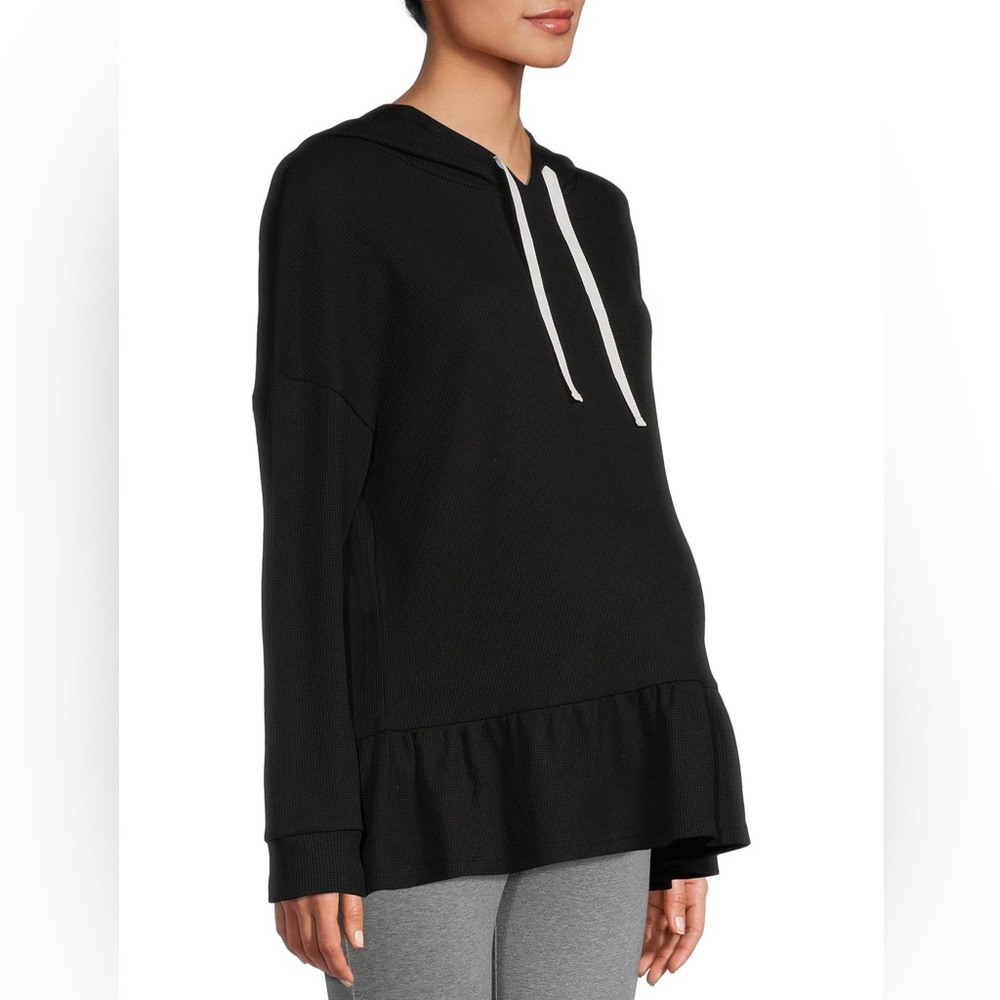 Time and Tru Women's Maternity Peplum Black Hoodie Size Large Women